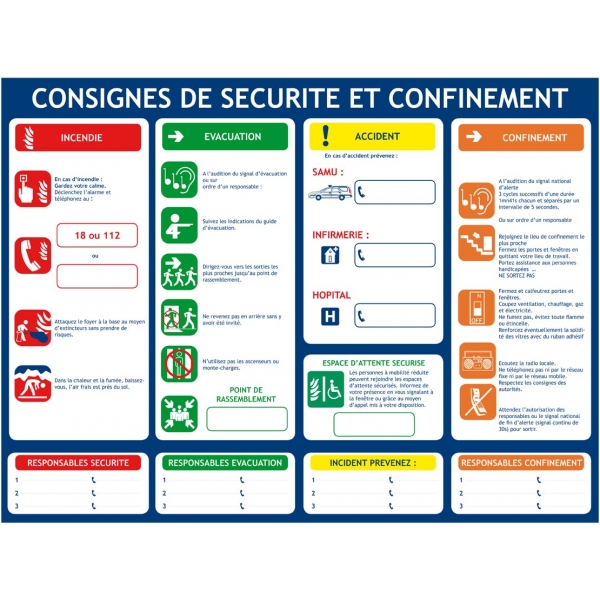 Consigne Sécurité et de Confinement format A3