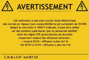 Etiquette adhésive extincteur CO2 / ELECTRICITE