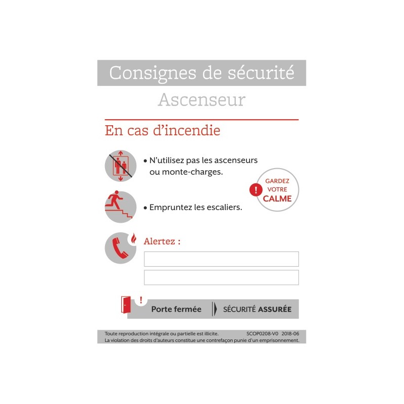 Consignes de sécurité ascenseur 