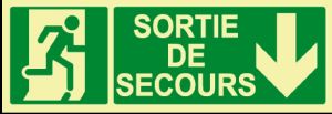 Panneau Évacuation "Sortie de secours" photo-luminescent 
